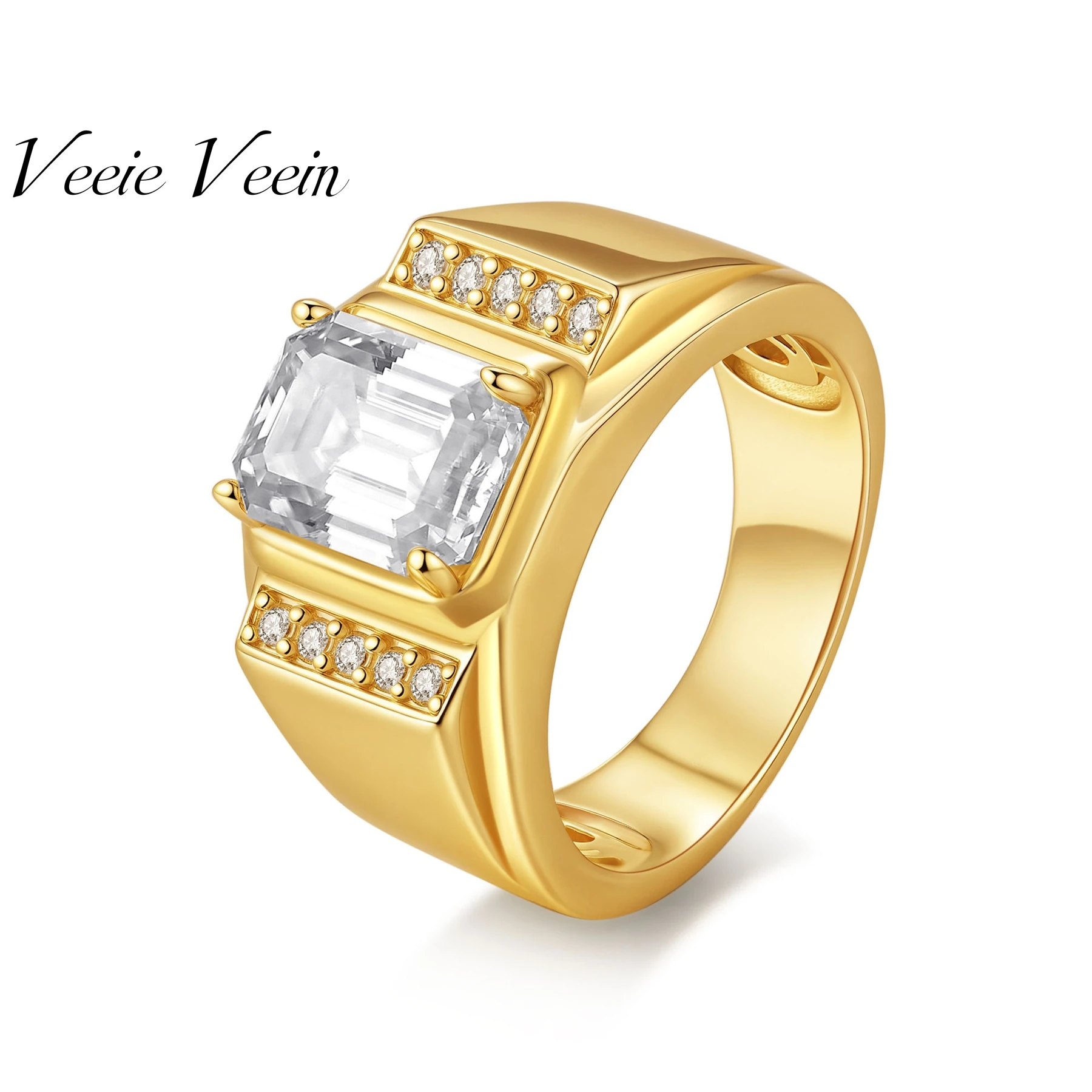 

Veeie Veein Luxury Brand High Quality S925 Sterling Silver Ring 3-Carat Emerald-Cut Ring GRA Certificate Ring Jewelry