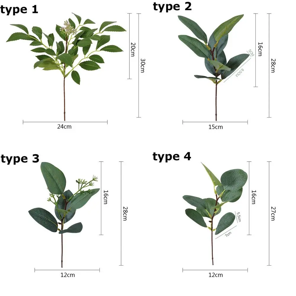 1/10 pçs planta artificial eucalipto folhas hastes de vegetação com flor plantas falsas presente decoração para casa festa de casamento ornamento