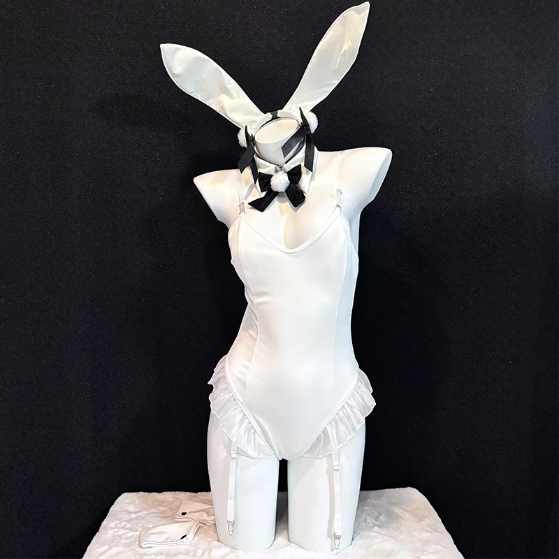 

SENMHS Original Anime Sexy Bunny Girl Cosplay Costume Tempting Shiny PU Leather Bodysuit Cute Halloween Party Clubwear Lingerie