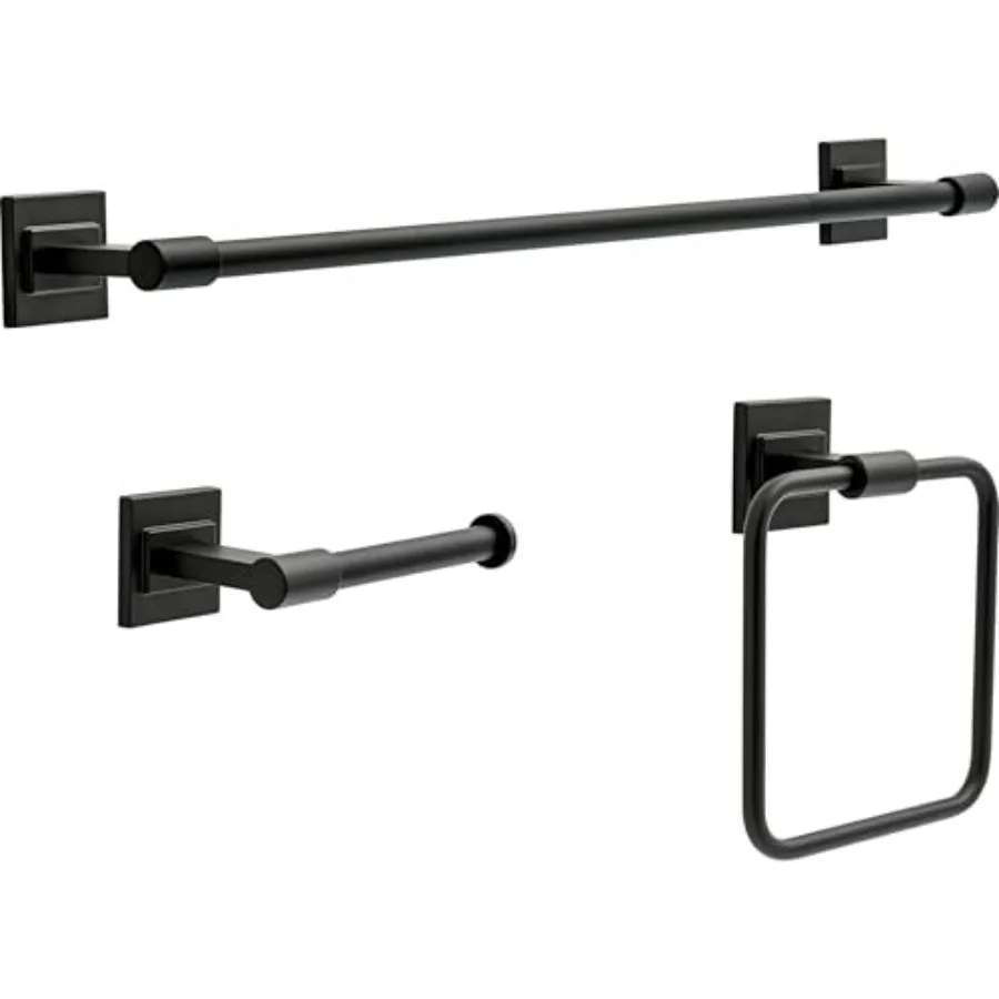 

Faucet McLaren 3-Piece Bathroom Set,,18"/24" Towel Rack, Toilet Paper Holder, Ring MCL63-MB