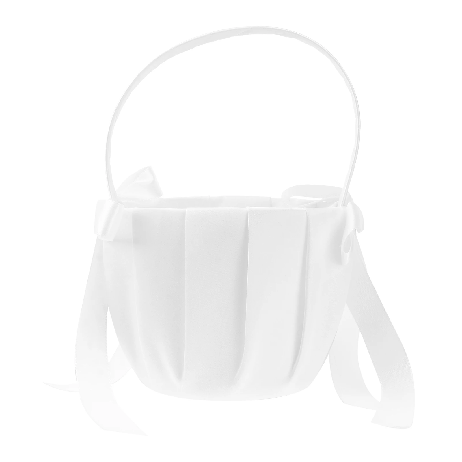

Ivory Satin Flower Girl Basket 125x23cm Wedding Decor Rose Bows Bridal Supplies Storage Romantic Events Fortune Soft PVC