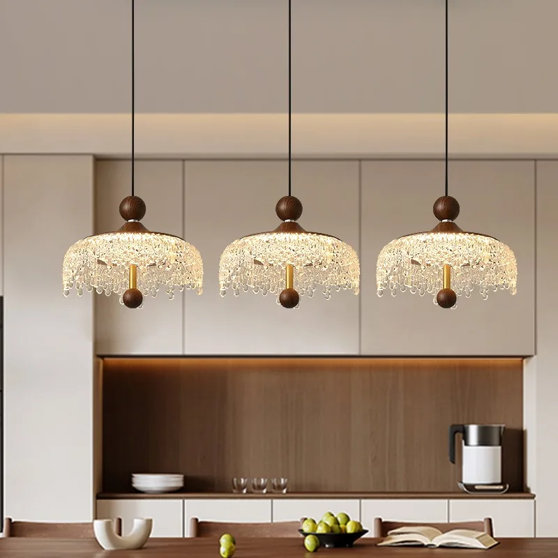 

French medieval style water droplet restaurant pendant light bar room vintage walnut color pendant light