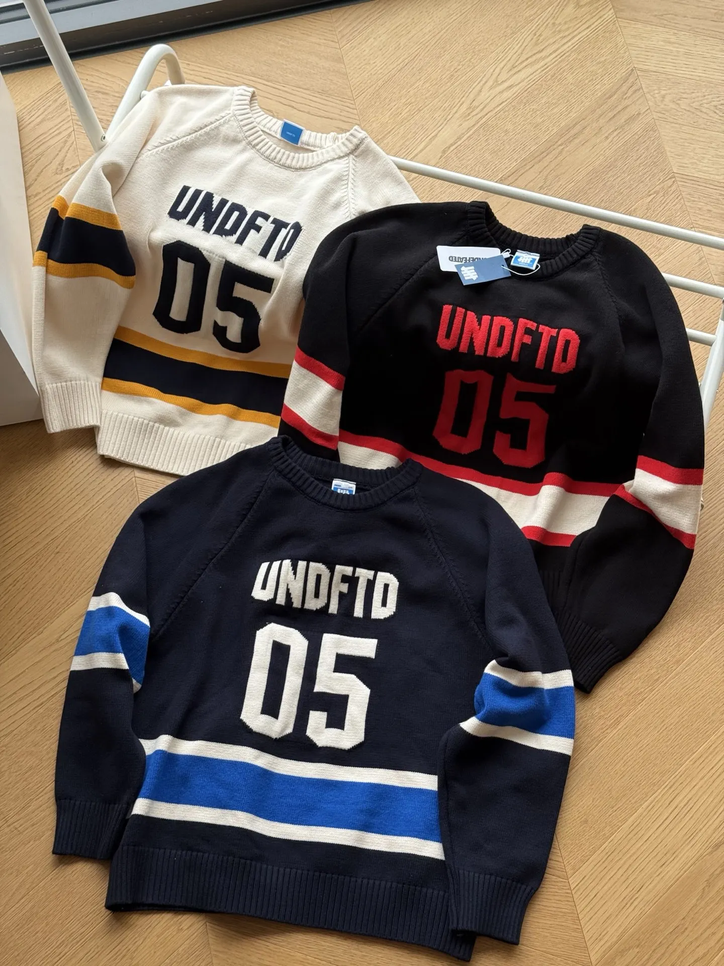 UNDEFEATED Five-Strike Colorblock Varsity Sweater | Heavyweight Hand-Stitched Knit Pullover | Soft Streetwear Jumper