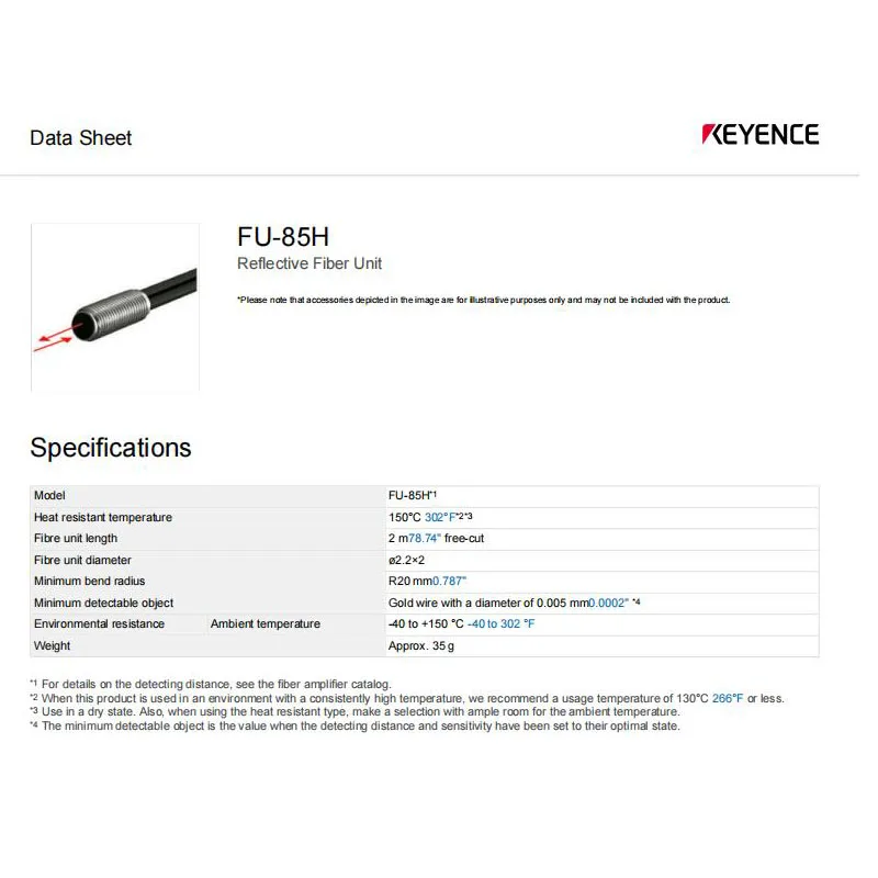 FU-85H KEYENCE High Temperature Resistant Diffuse Reflection Fiber Optic Sensor,welcome to consult