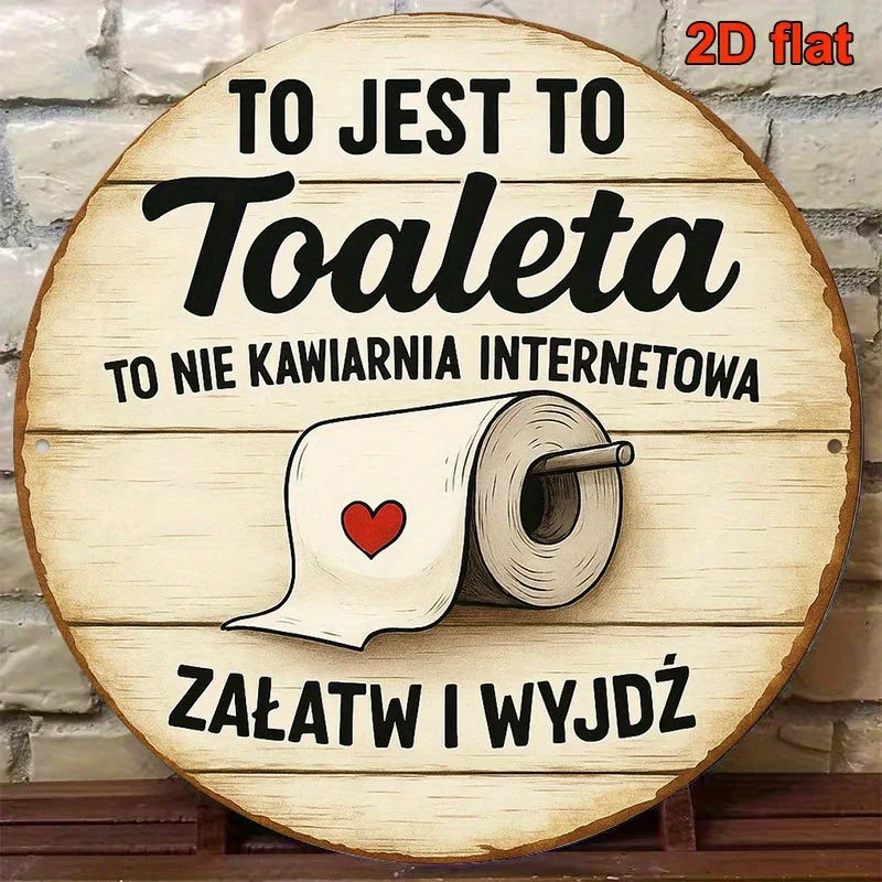 Round French Aluminum Sign Featuring a Vintage Decor Plaque about 'Toilet', Suitable for Decorametalg Bathrooms, Restaurants