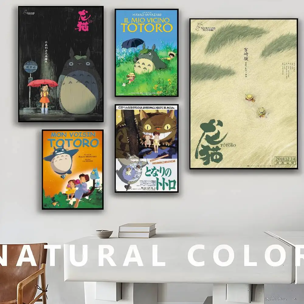 Anime M-My N-Neighbor T-Totoro Anime Posters Sticky Decoracion Painting Wall Art White Kraft Paper Wall Decor