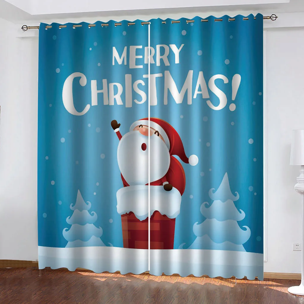 Luxury Blackout 3D Window Curtains For Living Room Bedroom merry christmas curtains personality curtains