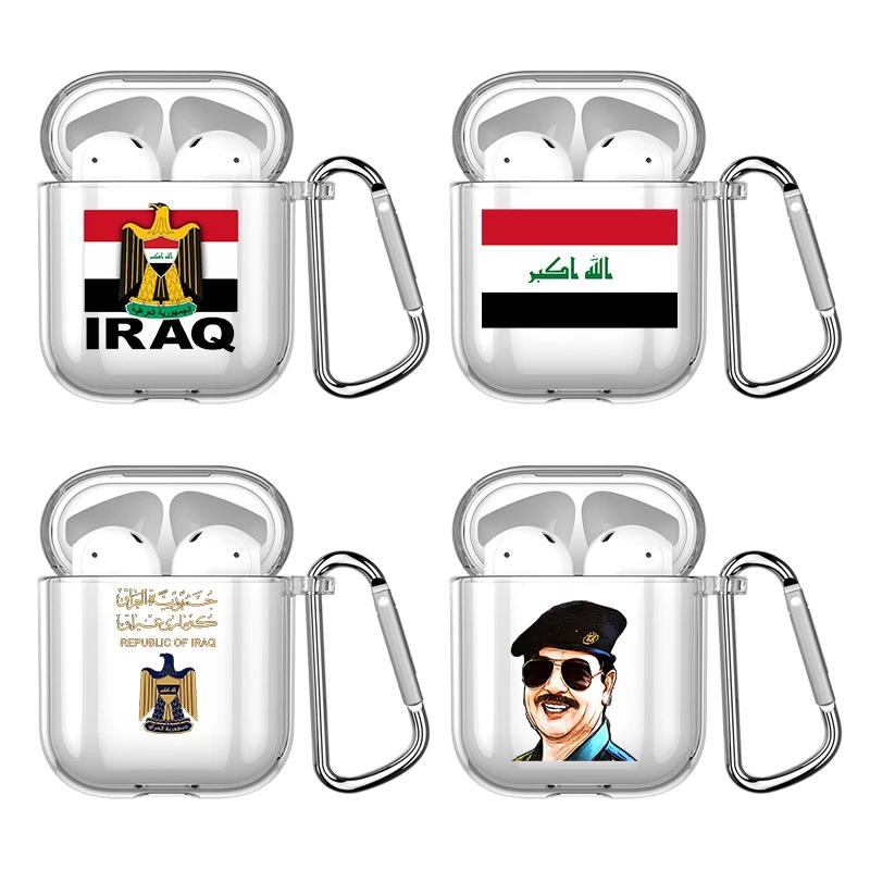 Saddam Hussein Irak Flagge mit Haken für Airpod Pro 3 Pro2 Clear Cover Zubehör Softcase für Apple Airpods 2 1 Kopfhörer hüllen