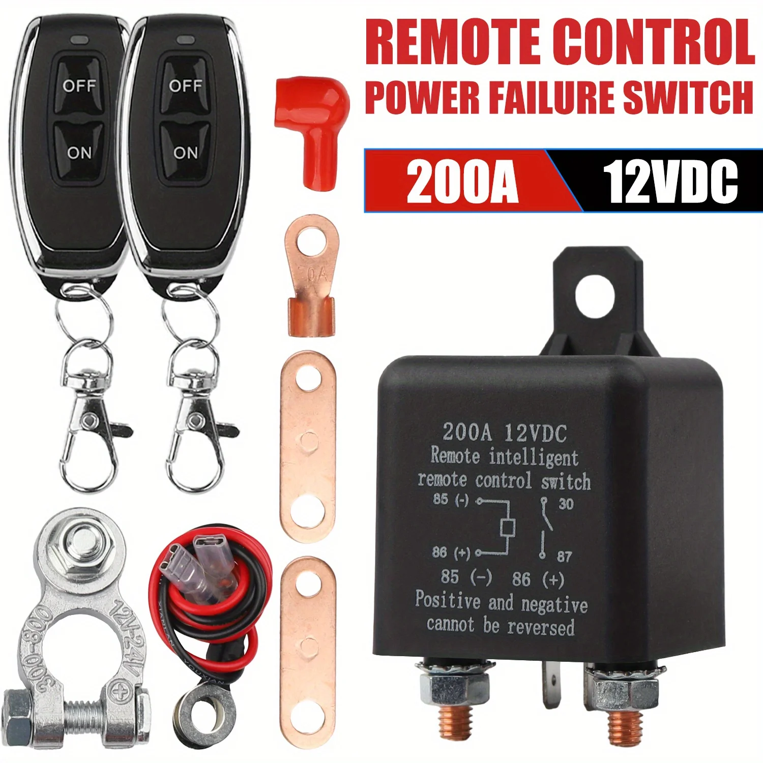 

200Amp Remote Control Battery Disconnect Switch - Effortless Car Battery Management with Power Saving Design for 12V Systems - High-Performance Relay & Secure Wireless Operation