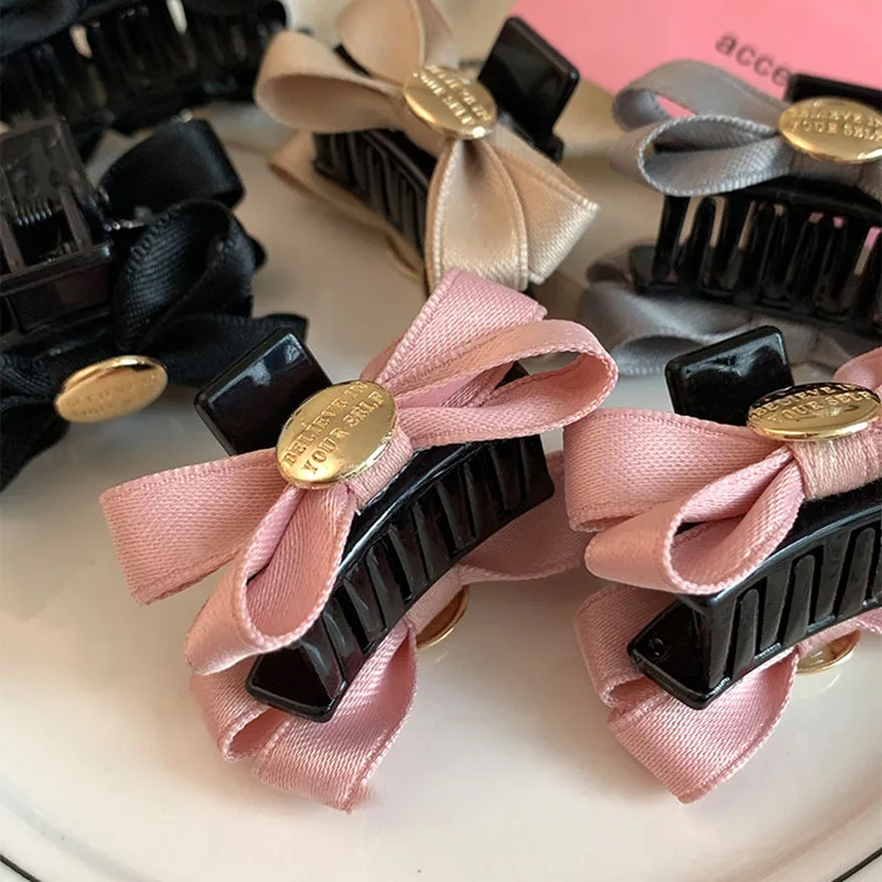 2024 New Mini Fashion Bow Knot Hair Claws For Women Small Size Korea Style Elegant Lady Handmade Satin Bow-knot Hair Clamps Set