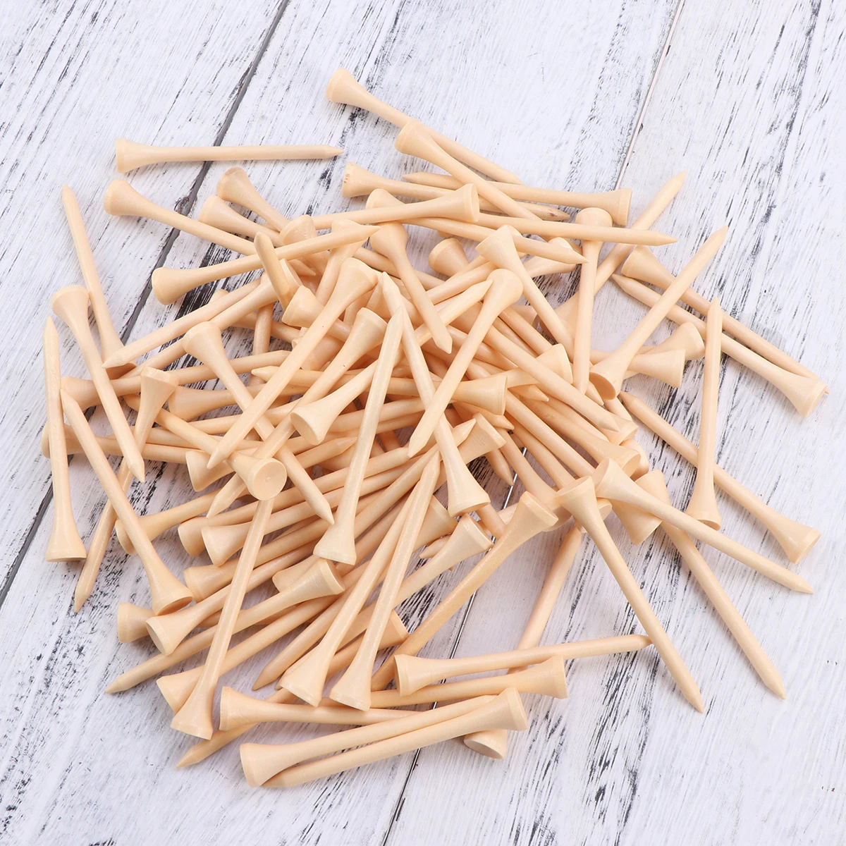 

100 Pcs/Set Golf Tee Pegs Unbreakable Tees Ball Stud 2 3 4 Inch Wood Beige