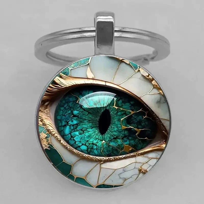 Llavero de moda con ojo mágico misterioso y gema del tiempo, para mujer, para bolso, adorno, joyería de boda, llavero para coche de hombre, regalo para chica