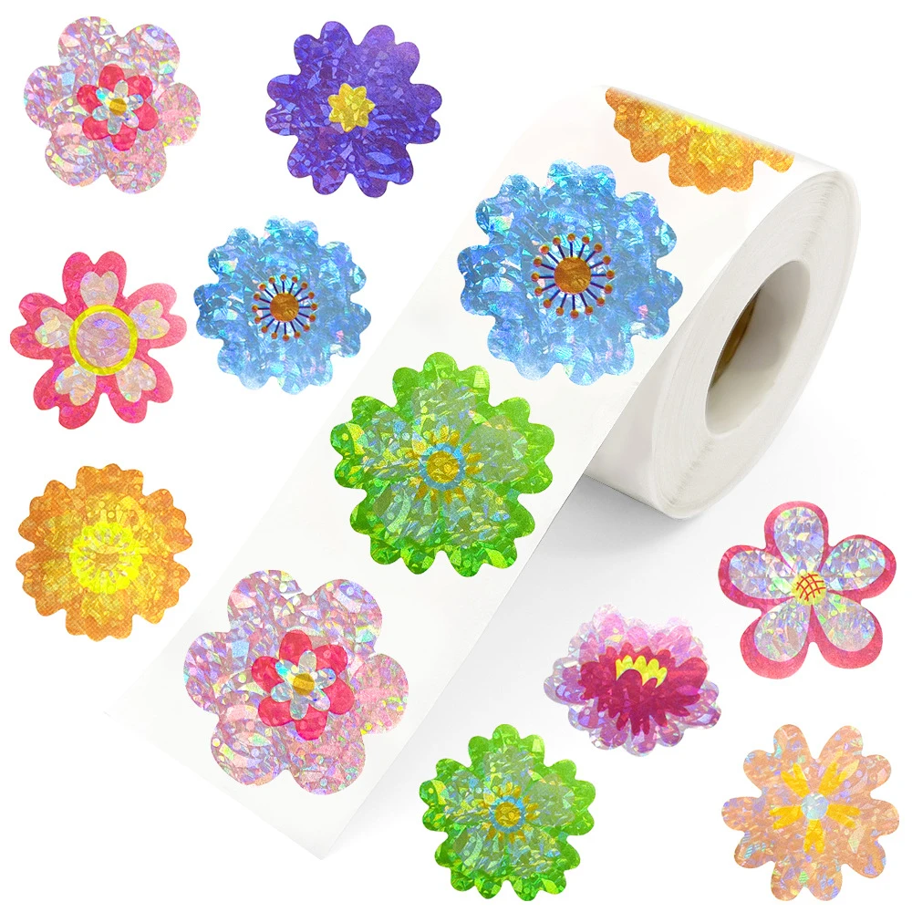 100-500pcs Shiny Floral Pattern Stickers Birthday Wedding Party Gift Wrapping Label Scrapbook Stationery Stickers