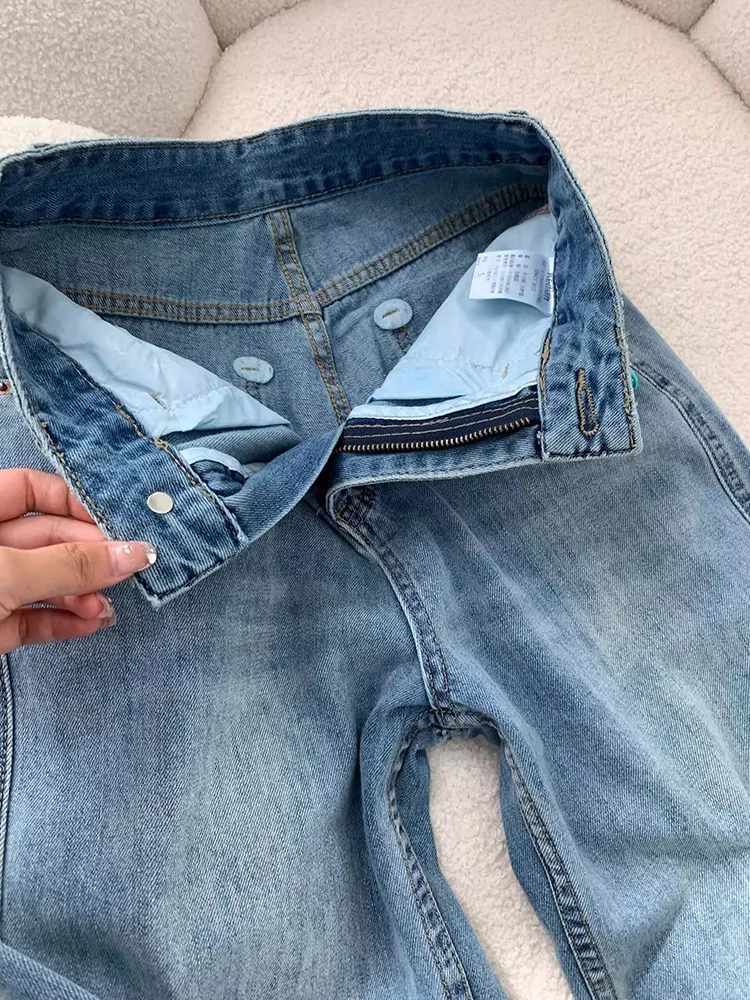 plus Size Fce Lined Thi Denim Jeans Women Winter Loose Wide Leg High Waist Straight Cut Casual Trousers Comfortable Fit