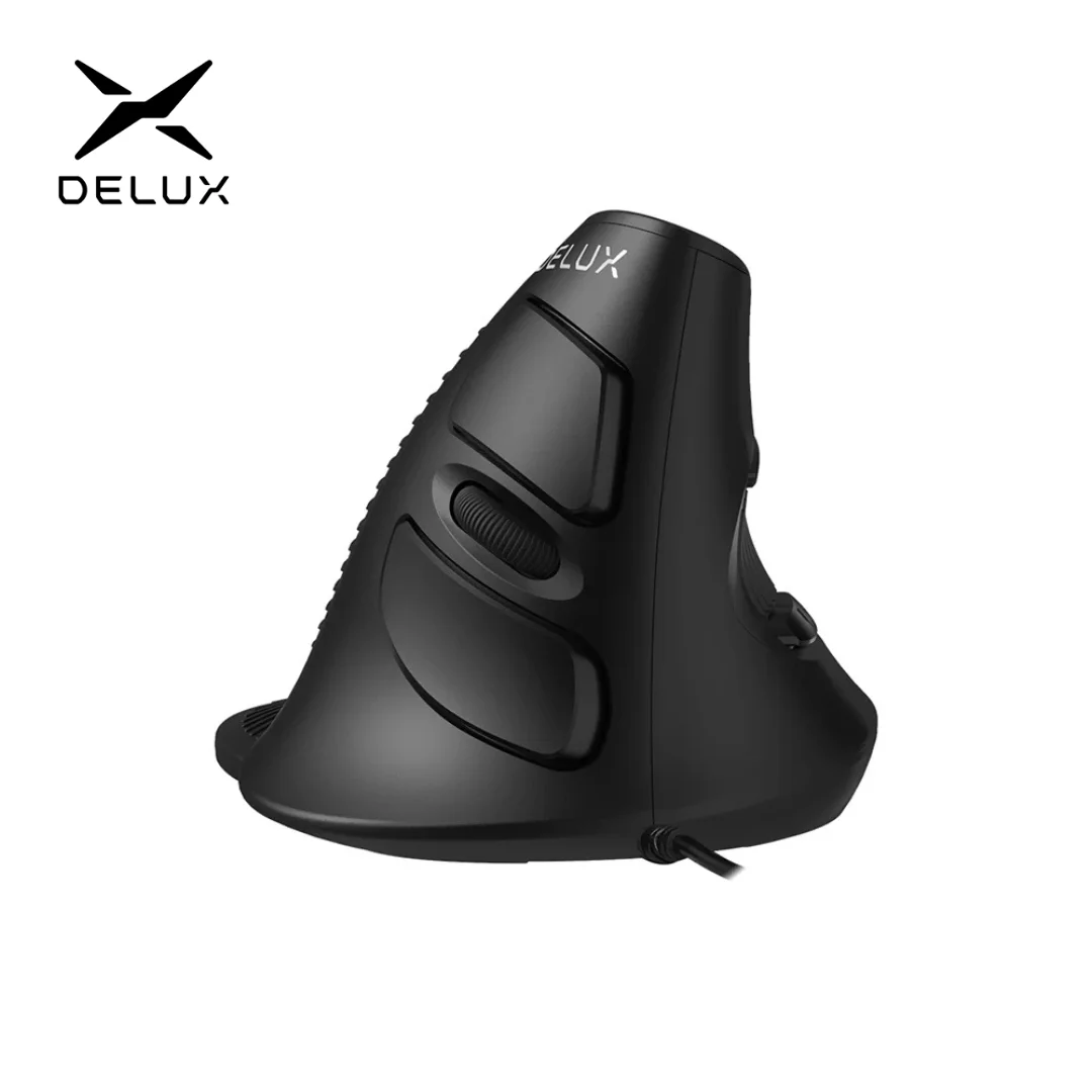 Delux M618 BU souris verticale ergonomique 6 boutons 800/1200/1600 DPI souris optique droite avec tapis de poignet pour PC portable