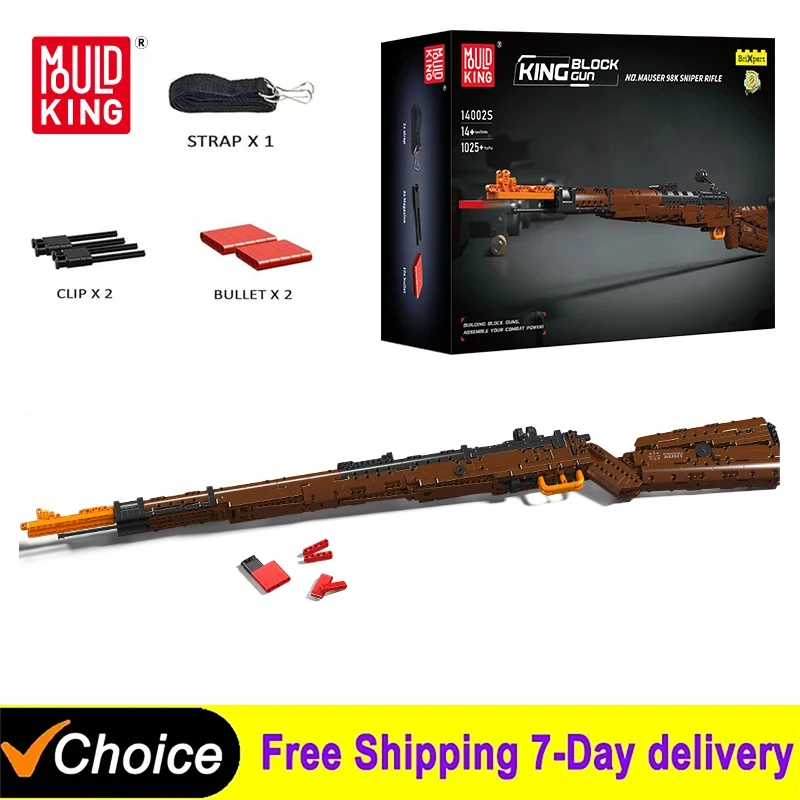 Mould King 14002 Kar98K Building Block Model WW2 Weapons Series Heavy Sniper Rifle Assemble Bricks Shoot Toys Children's Gifts