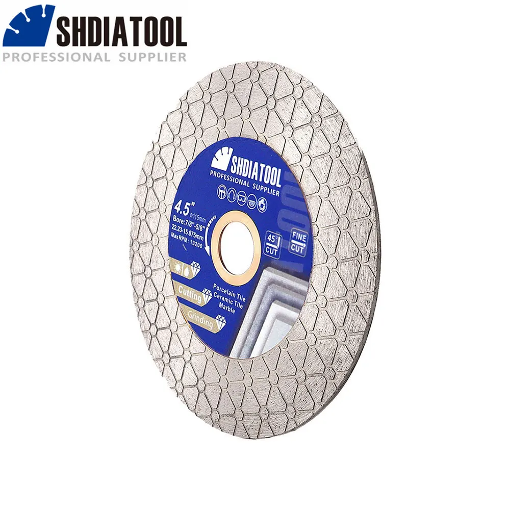 SHDIATOOL Diamond Cutting Disc 105/115/125mm Triangle Double Sided Grinding Wheel Saw Blade Ceramic Tile Porcelain Marble