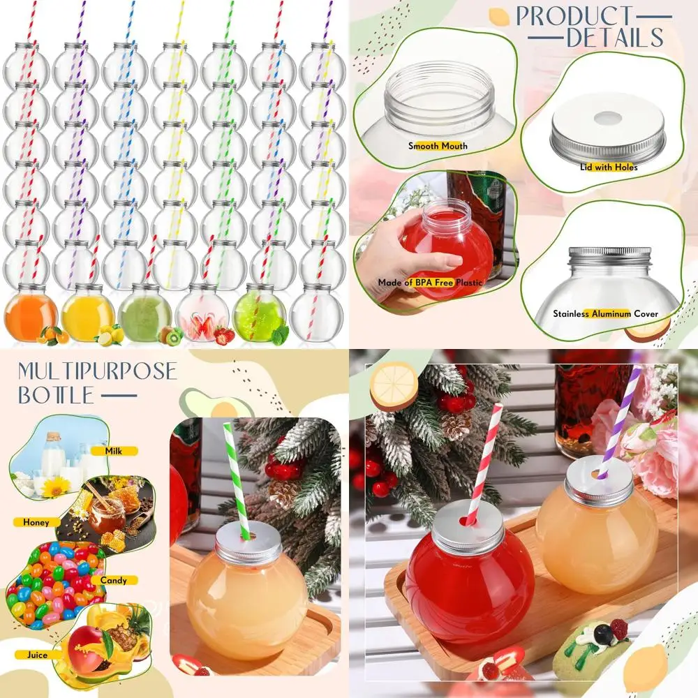 

Набор из 48 прозрачных мини-стаканчиков-аквариумов (10 унций) с крышками и трубочками, разноцветные, для вечеринок и декора