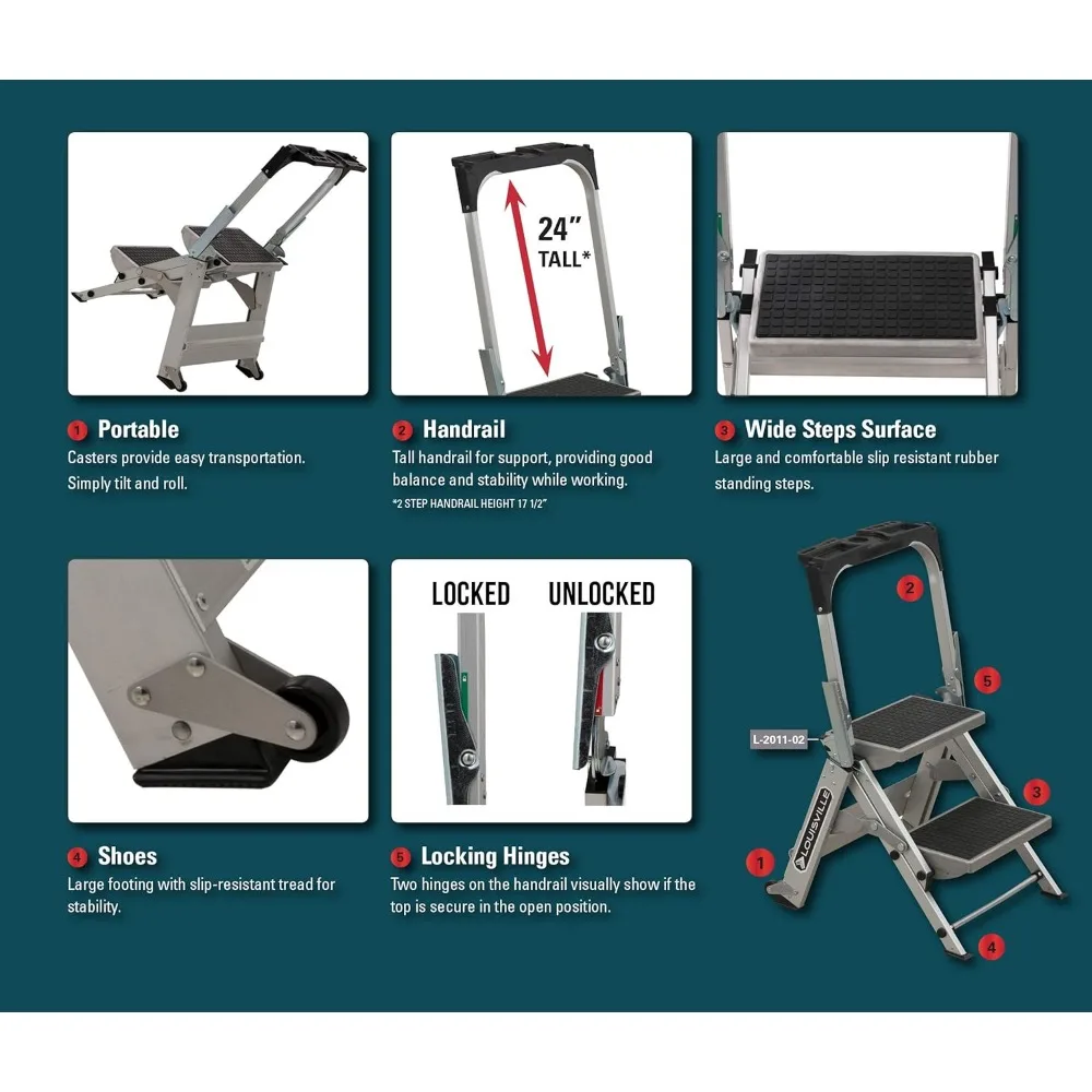Escalera de extensión multiposición de 11 pies con bandeja extraíble y estabilizador, capacidad de carga de 330 lb