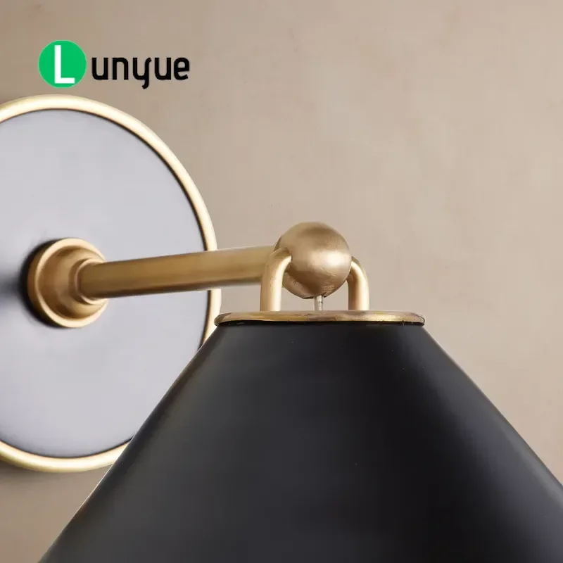 Modern Luxury Iron Cone Wall Lamp for Bathroom Bedroom Hotel Villa Interior Decoration Lighting Fixture Elegant Design