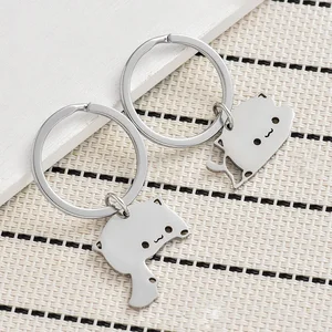 Cute cat stainless steel keychain couple lover animal correspondence Keychain pendants gift from Valentine's Day 10 Main Sales Valentine's Day - №4