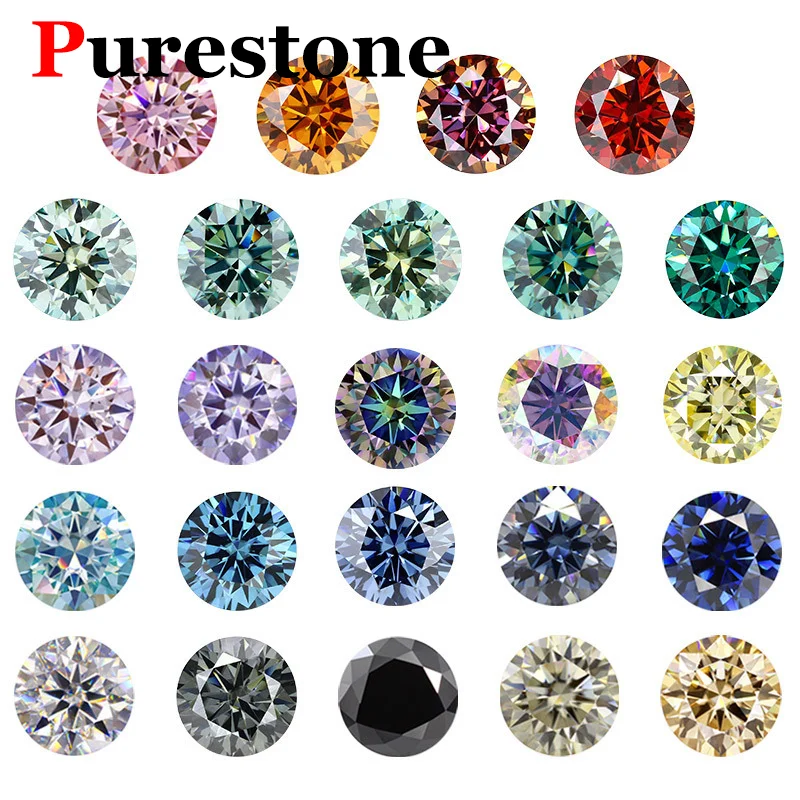 Colorful 0.1ct-5ct Full Size Colored Moissanite Stone Premium Quality pink yellow blue Moissanite Diamond Wholesale