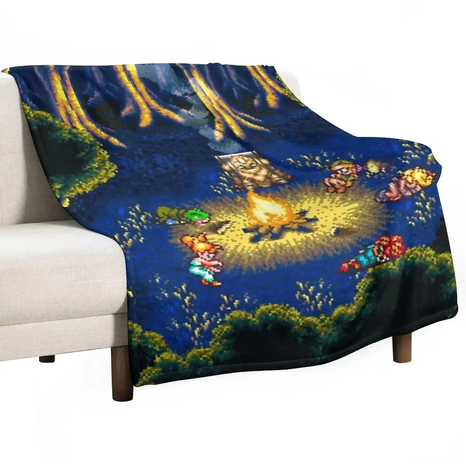 Chrono Trigger Campfire Throw Blanket Luxury Camping Shaggy Warm Blankets