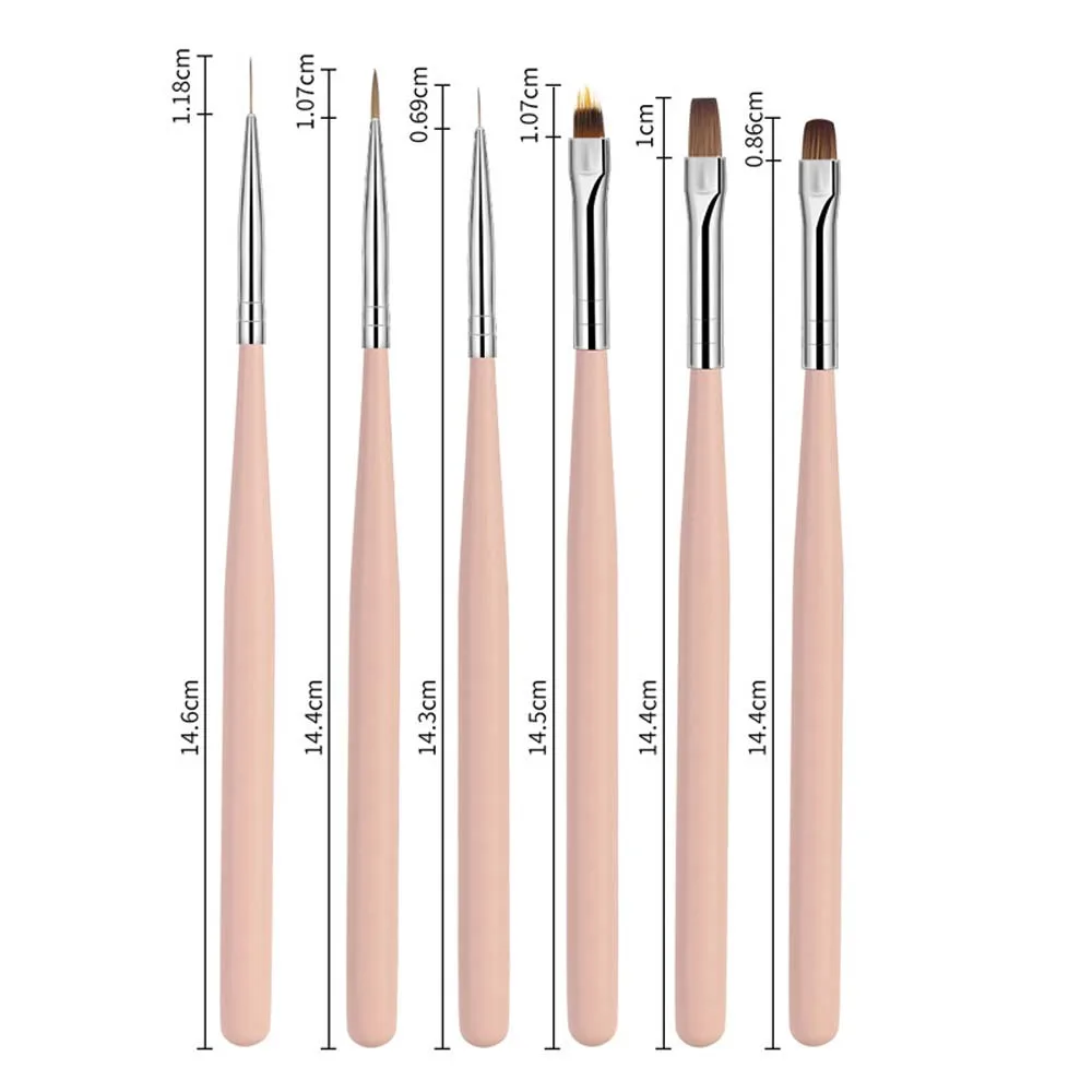 6 teile/satz flüssiges Pulver Zeichnung Nagellack Pinsel Set ultra dünne Linien Kleber Phototherapie Stifte Nagel Zeichnung Stift Acryl