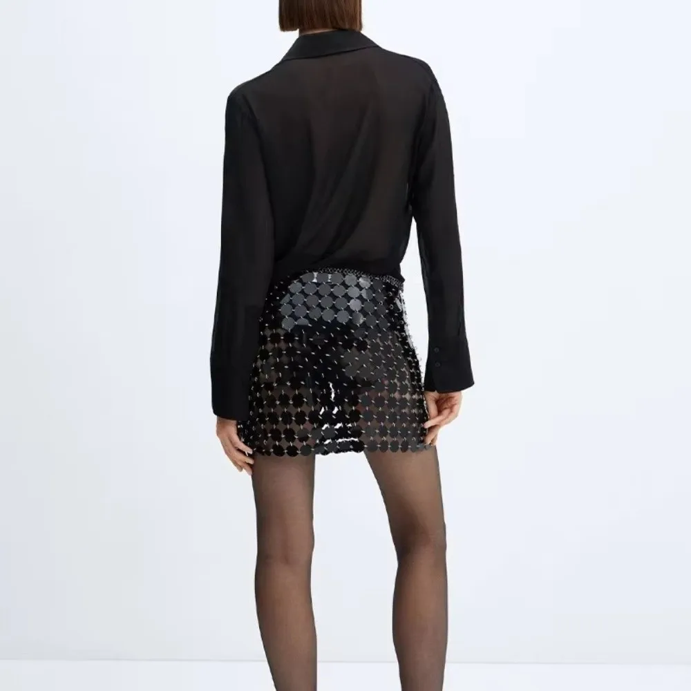 Disc Sequined Mini Skirt Disc Sexy Waist Chain Skirt Metallic Chain Festival Rave Skirts Women