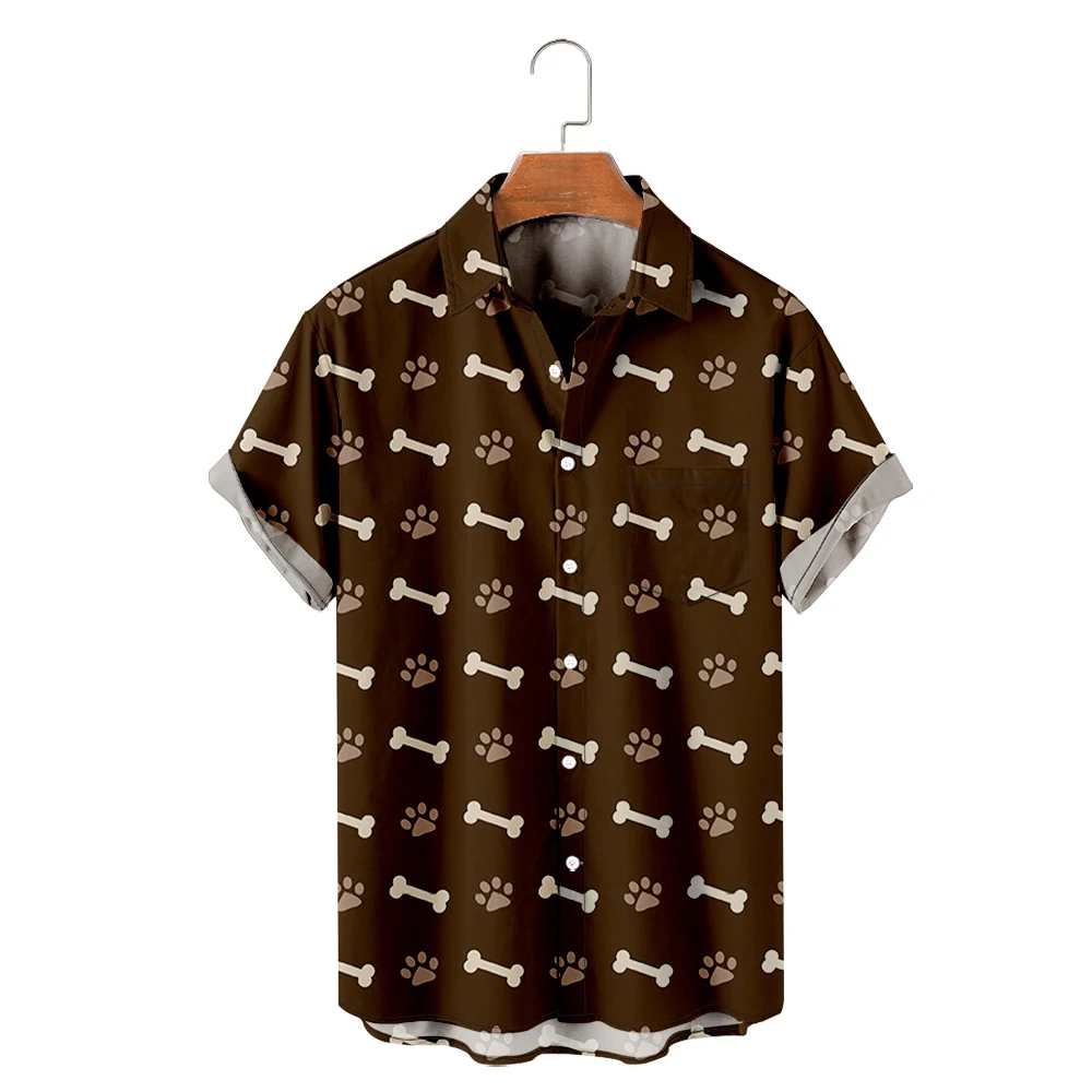 

Summer 2022 Men's Animal Footprints Hawaiian T-shirt Men's Street Fashion shirt Comfortable casual short sleeve Beach shirt men