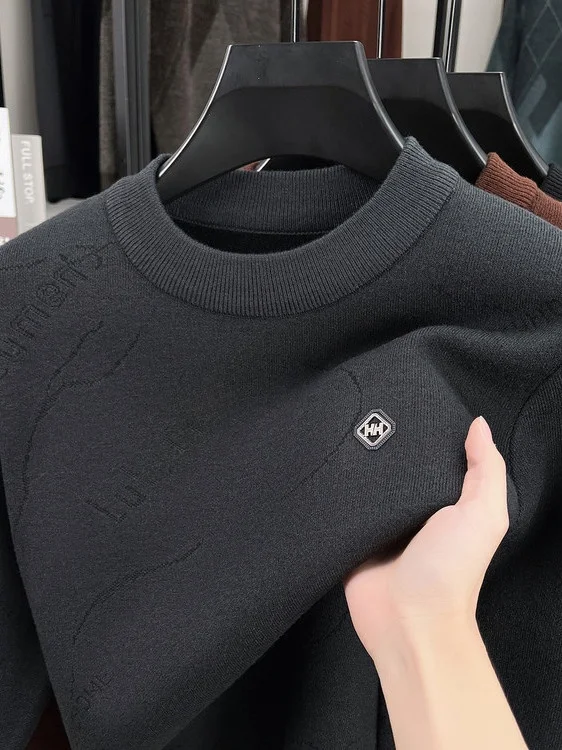 

Мужской термостойкий вязаный свитер Long Sve Fce Lined Thi Warm Busin Casual Faion, зимний топ для среднего и молодого возраста