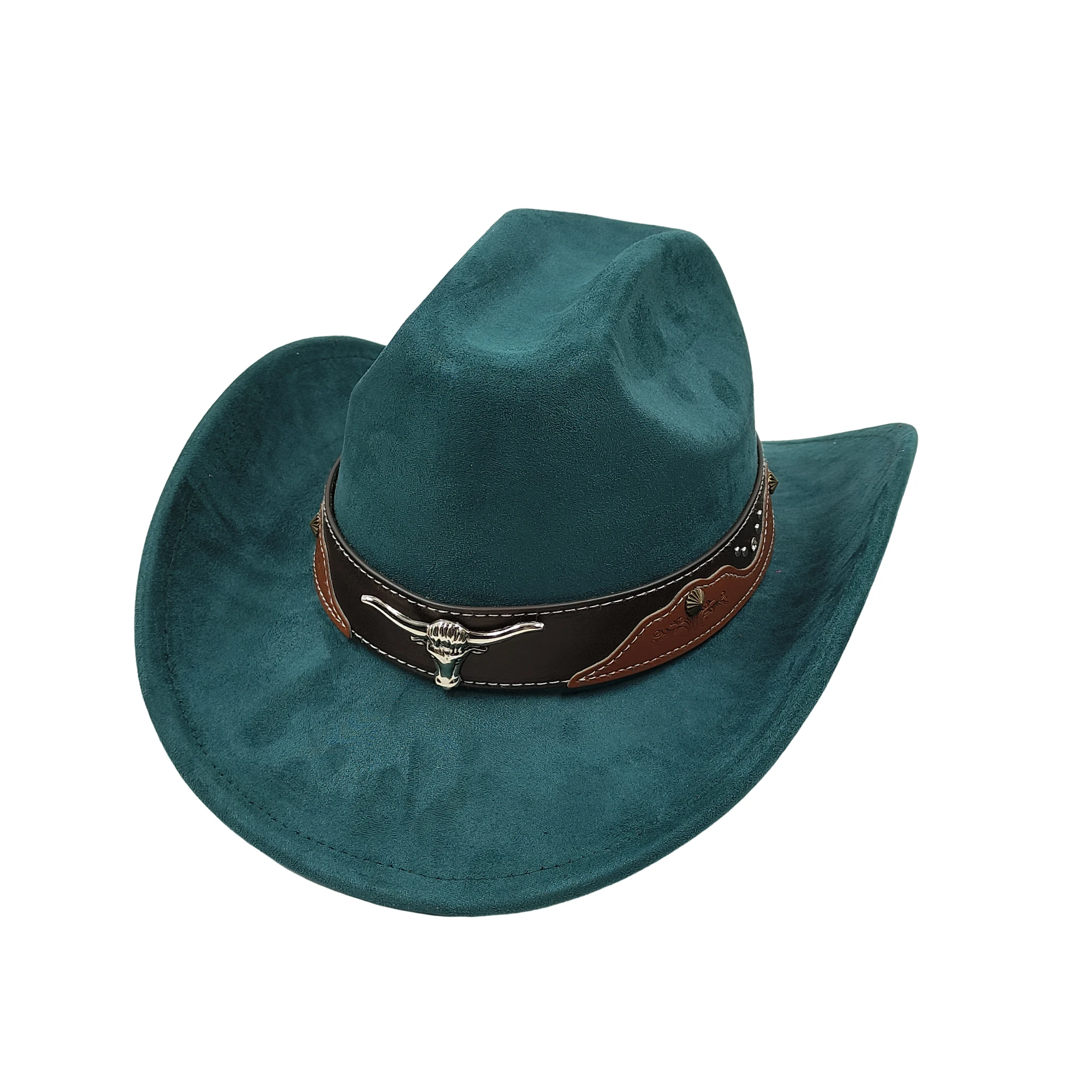 Kuhkopfgürtel Wildleder 7,5 cm Western Cowboy Fedora Hut Damen Herren Kirche Jazz Hut Mode Reise Party Hut Denim Hut – Detail 6