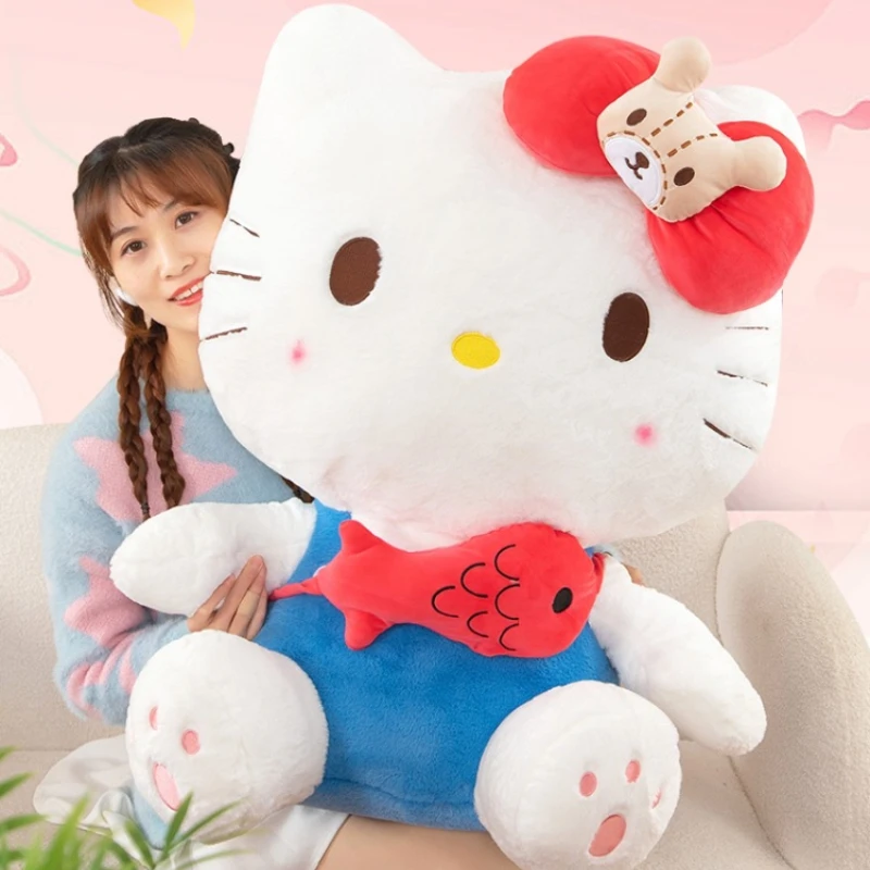 85cm Big Size Hello Kitty Backpack Series Stuffed Plushies Sanrio Comfort Soft Doll Kawaii Animals Room Decor Toys New Kid Gift