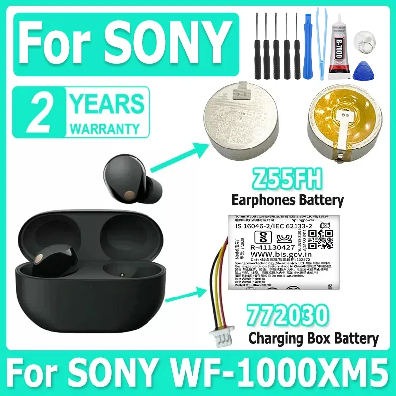 

Новый аккумулятор Z55FH 772030 для наушников Sony WF-1000XM5, аккумулятор/зарядное устройство + бесплатные инструменты