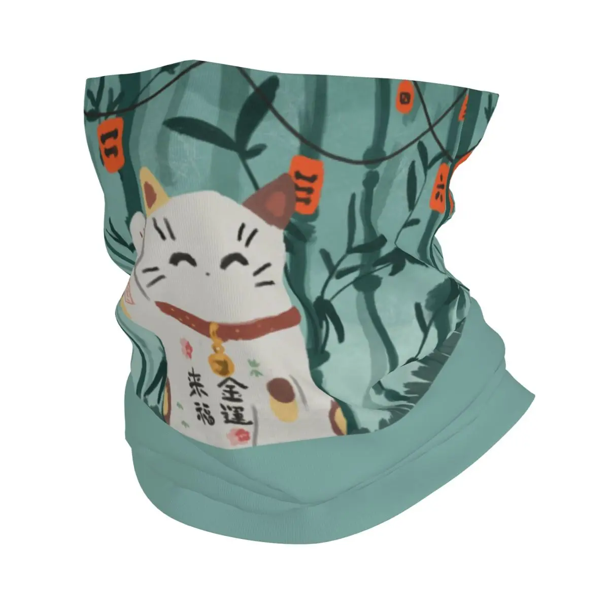 

Custom Lucky Cat Maneki Neko In Bamboo Forest Bandana Neck Gaiter UV Protection Face Scarf Cover Women Men Headwear Tube