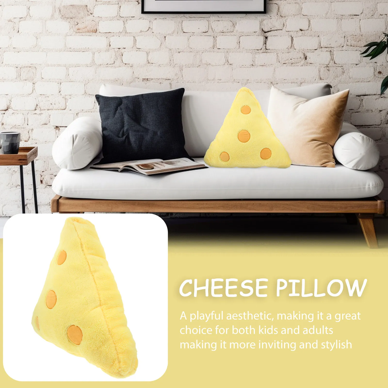 

Cheese Throw Pillow Soft Fabric Cushion Cozy Funny Decorative Accent Pillow for Home Kids Adults Throw Pillows