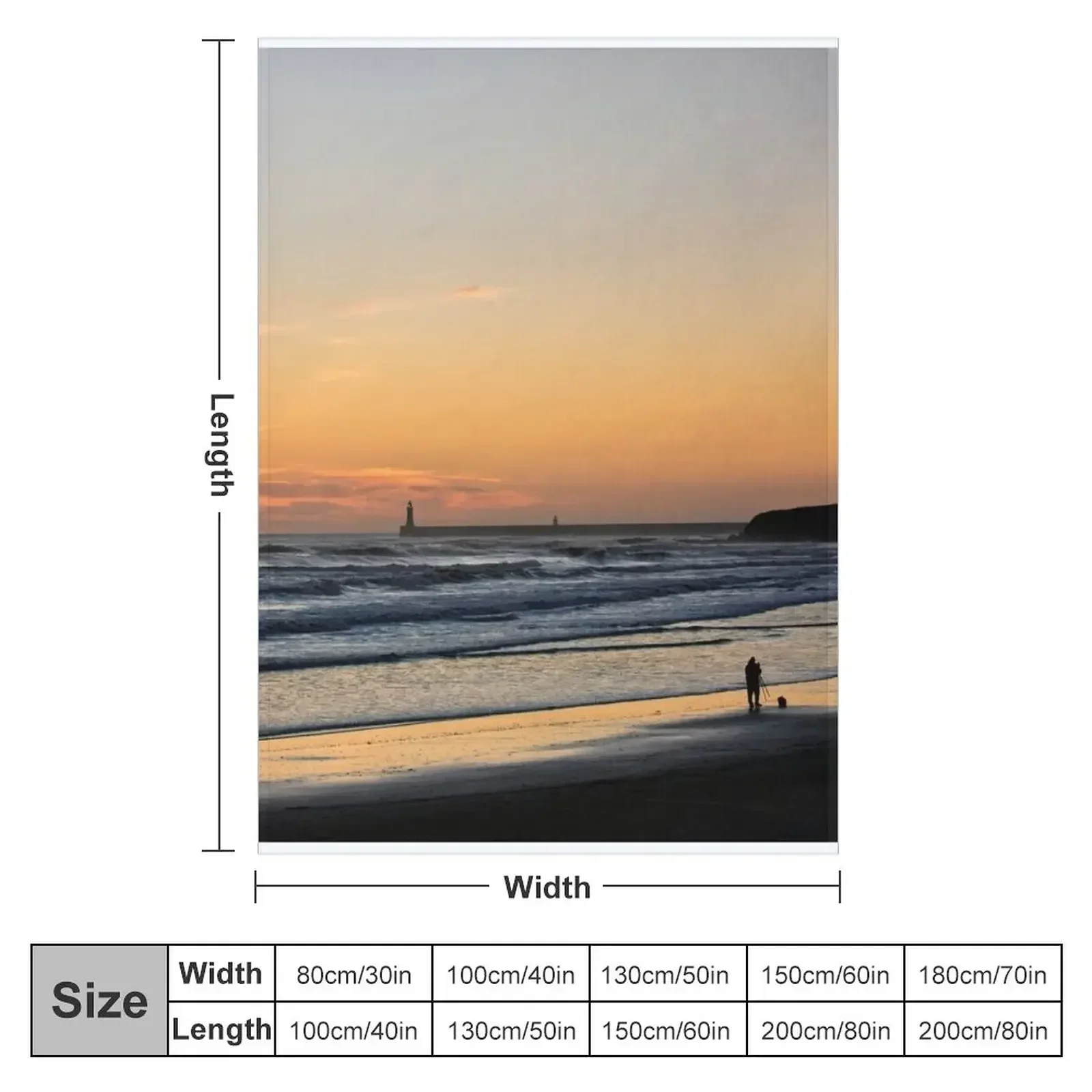 December daybreak over Tynemouth Long Sands Throw Blanket Plush christmas decoration Blankets