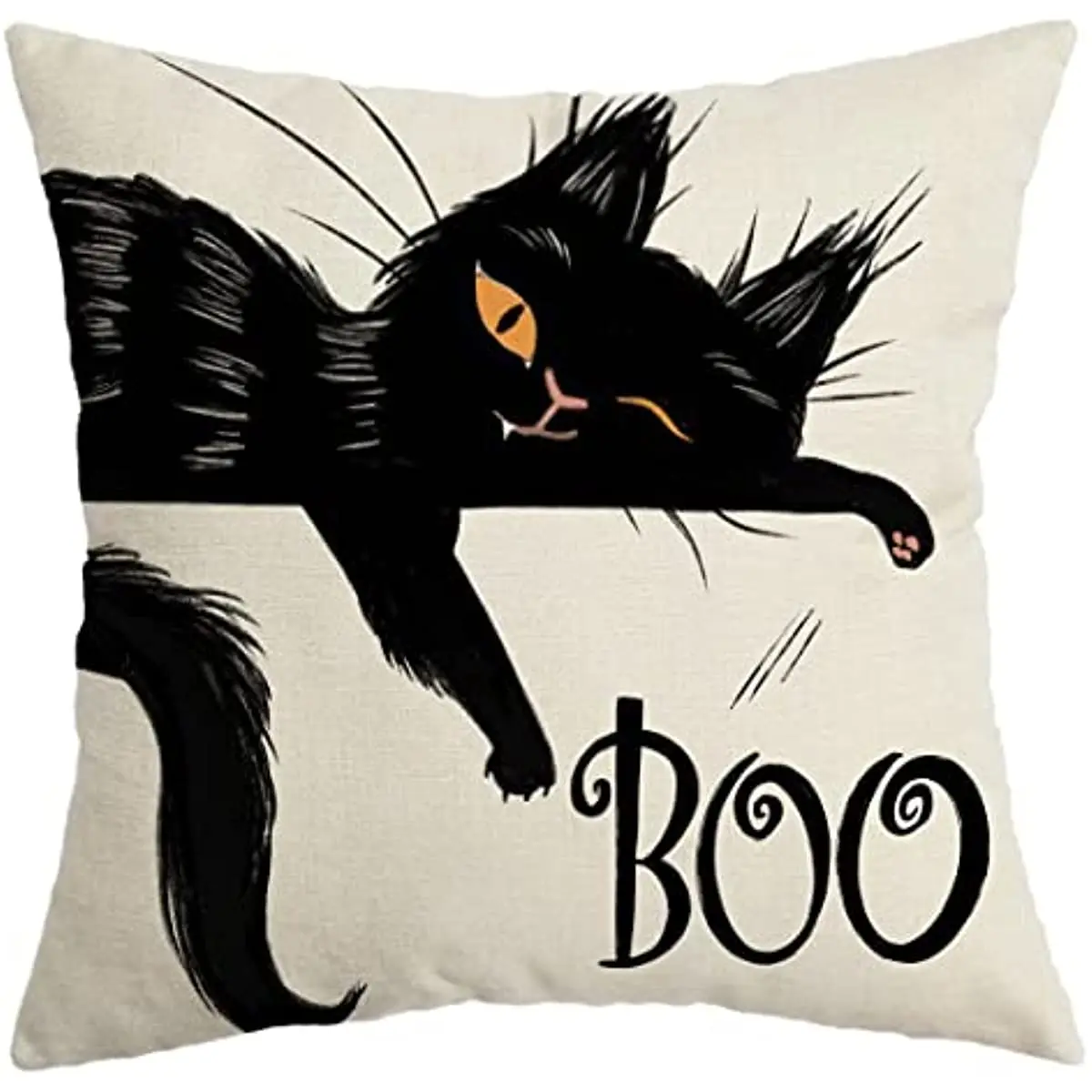 

Halloween Throw Pillow Cover Black Cat Boo Decorations Farmhouse Pillow Case Decor Autumn Home for Sofa Couch Pillowcase 45x45