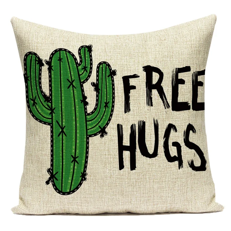 Nordic Square Pillow Cover Cactus Plants Series Cushion Cover for Sofa Seat Bed Decor Pillow Case Letter Throw Pillows Covers