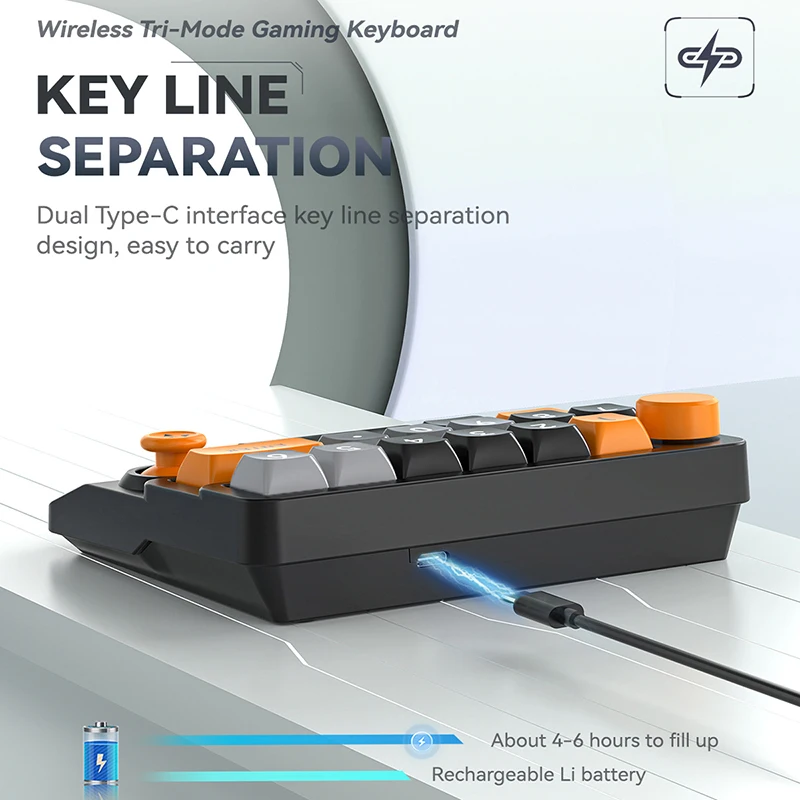 Keyboard Mekanis Nirkabel USB Bluetooth yang Dapat Diprogram dengan Joystick Keyboard Gaming Lampu Latar RGB Dapat Ditukar Panas Penuh Nomor