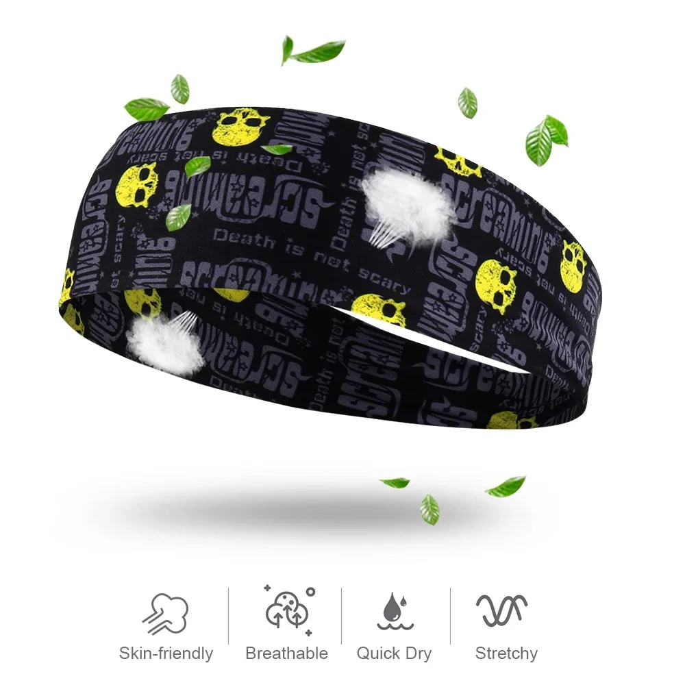 Gothic Skull Headband Sweat Bandage Bike Cycling Sport Head Hair Band Workout Gym Fitness Jog Basketball Tennis Running Headband