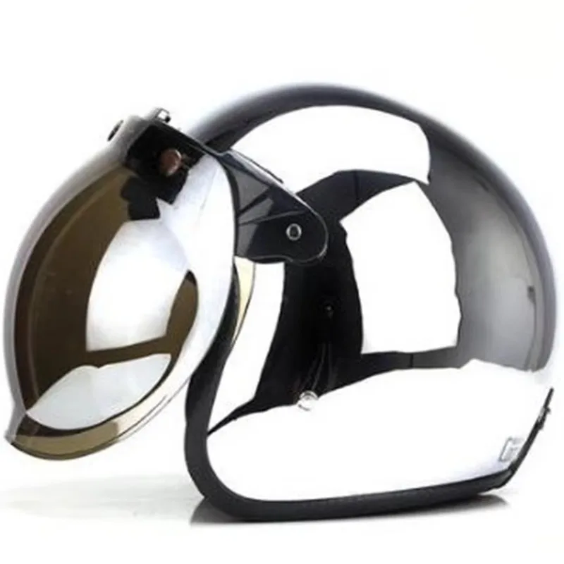 Vintage Silver Chrome Motorcycle Helmet Jet Capacetes De Motociclista for Cafe Racer Mirror CE DOT Approved Casco Casque Moto