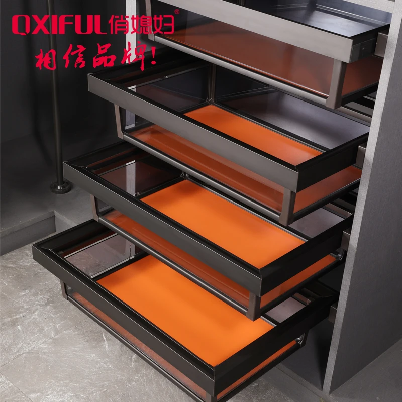 

Wardrobe Slide Rail Underwear Push-pull Basket Cloakroom Pants Rack Storage Glass Storage Pull Basket