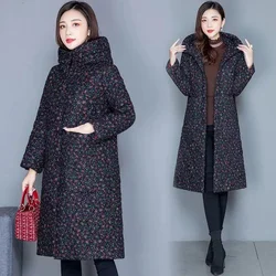 Mother Cotton-Padded Jacket Women Winter New Middle-Aged Elderly Warm Down Cotton Parkas National Wind Flowers Thickened Ladies