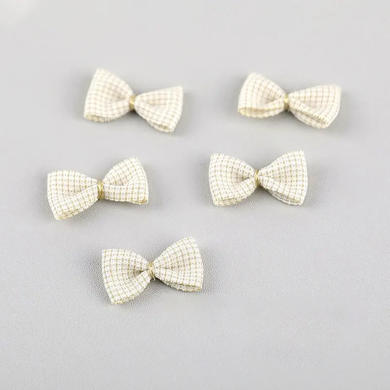 50 Stück kleine Schleifenapplikationen aus kariertem Stoff für DIY-Haarspangen, Kleidung, Schuhe, Hüte, Puppenkleidung, Schleifenaccessoires – Detail 8