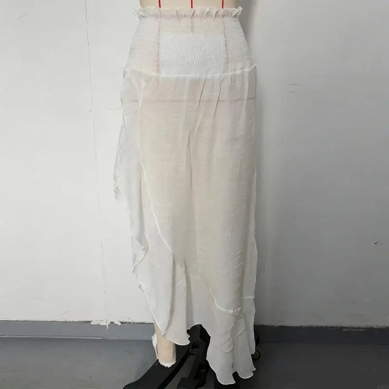 Vrouwen Badpak Coverup Rok met Elastische Taille Zijsplit Verstoorde Strandjurk Badpak Coverup voor Strandvakantie 69HD