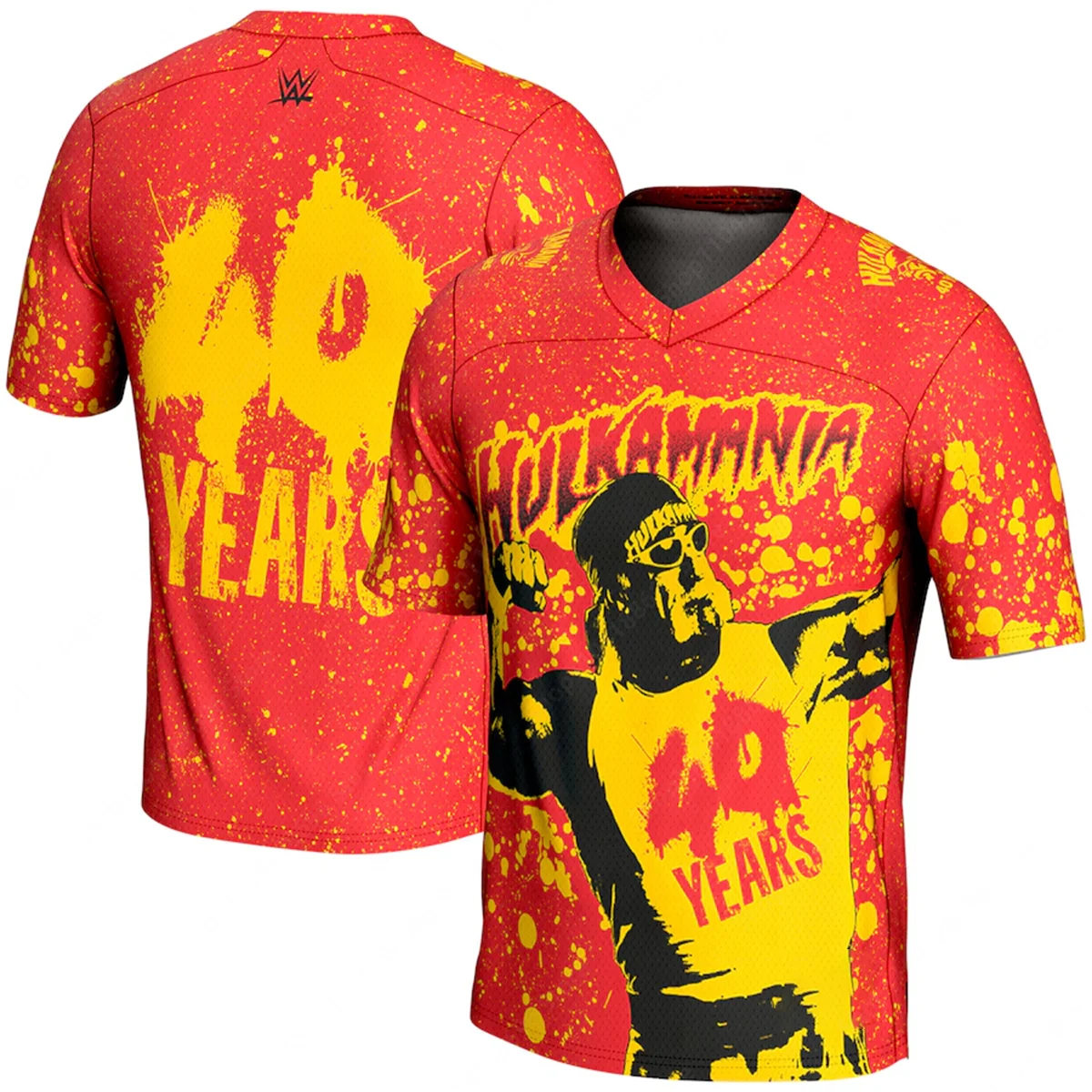 Hulk Hogan Mitchell & Ness Hulkamania Tie-Dye T-Shirt for Men Wrestler's Top Fashion Retro Style Men's and Women's Round Neck