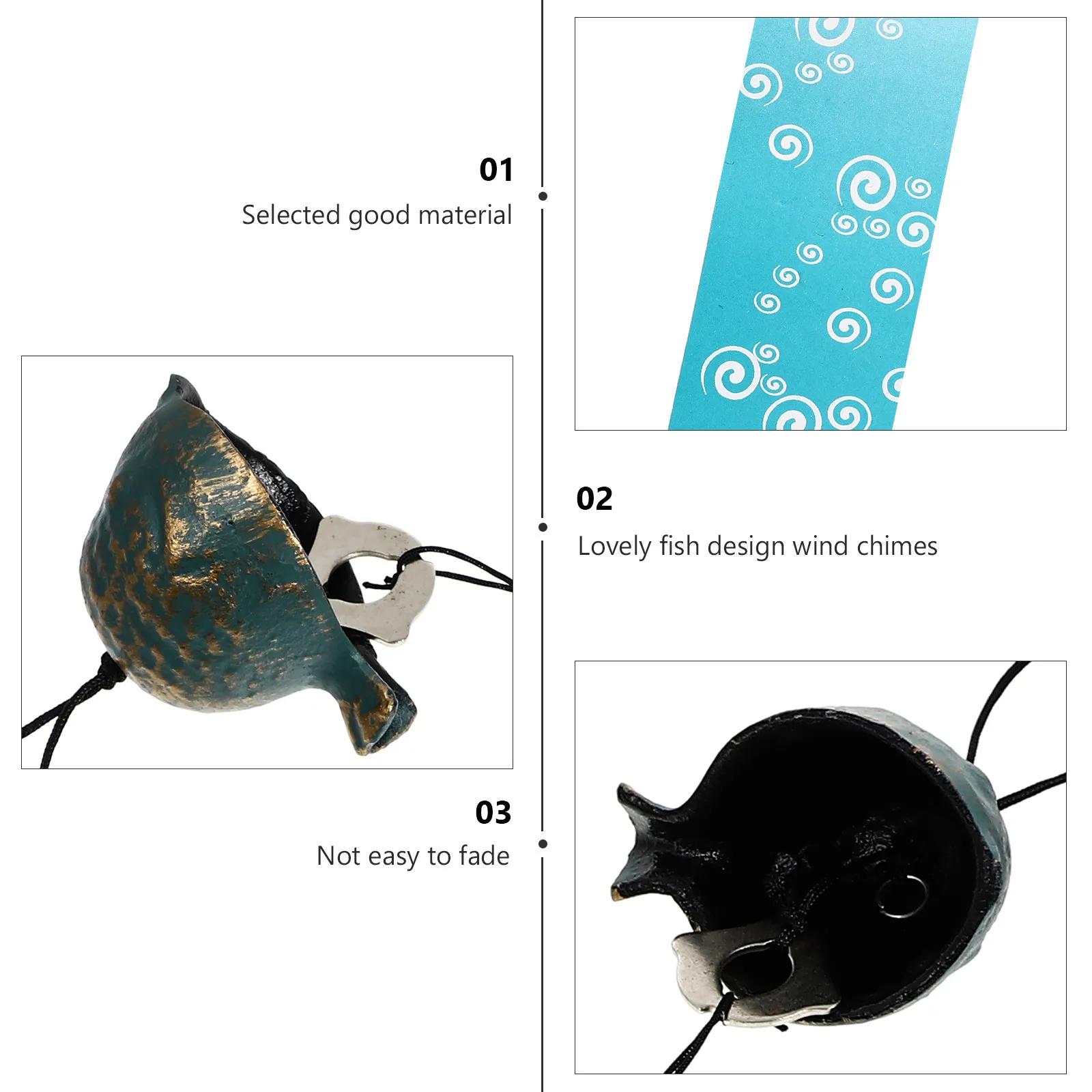 1Pcs Fish Shaped Wind Chime Creative Decorative Hanging Bell Garden Pendant Home Ornament Fair Sounding Craft Gift