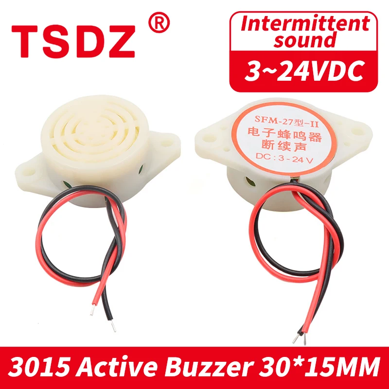 3015 Intermittent Beep High-decibel DC 3-24V 12V Electronic Buzzer Beep Alarm 98DB for Arduino Car Van SFM-27 Dimension 30*15MM