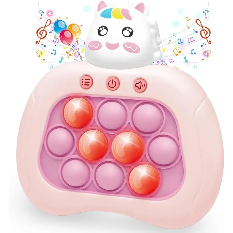 퀵 푸시 팝 피젯 토이, 라이트업 피젯 토이 전기 팝 버블 게임 컨트롤러 휴대용 장난감 어린이 여자아이 생일 선물